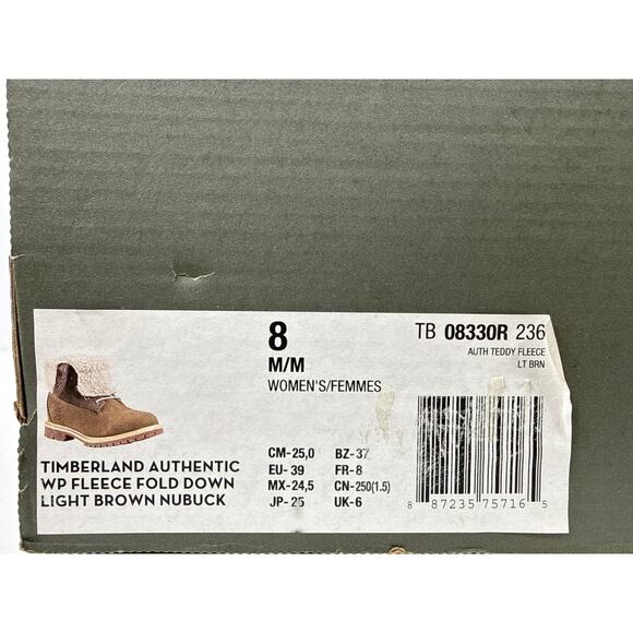 Timberland Roll Top Boots Womens 8 Light Brown Nubuck Warm Lined Fleece WP - Picture 14 of 14